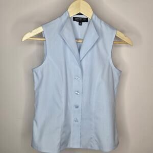 JONES NEW YORK Non-Iron Light Blue Sleeveless Button Front Top Size 2P